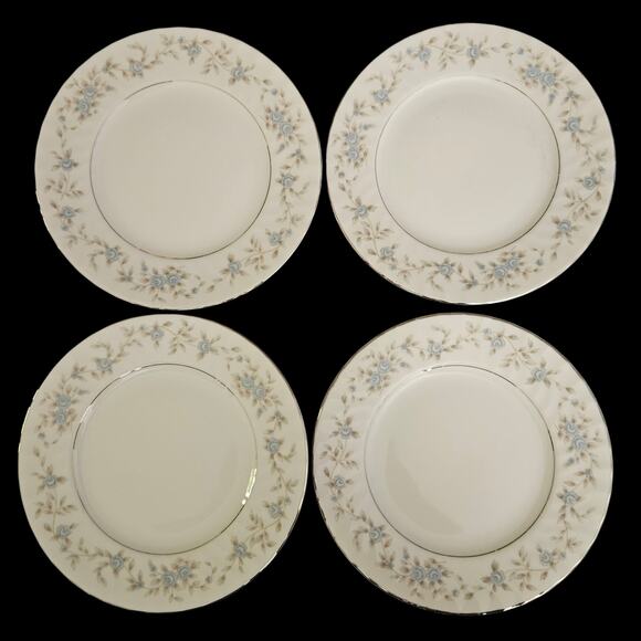 Camelot Blue Rose Floral Salad Plates 6.5" Set of 4 Silver Trim M Japan 3560 - Picture 6 of 6